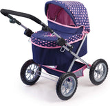 Trendy Dolls Pram, Foldable with Height-Adjustable Handle, Blue and Pink - Top-Down View