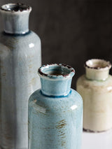 Ceramic Vases Set of 3 Crackled Finish Blue Farmhouse for Home D?cor