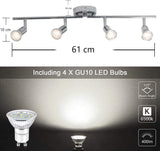 Modern 4 Light Track Lighting Kit LED (Chrome) - 45-Degree Angle