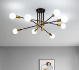 Modern Black Gold Ceiling Light 8 Lights - Front View
