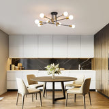 Modern Black Gold Ceiling Light 8 Lights - Side View