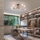Modern Black Gold Ceiling Light 8 Lights - Close-Up Angle