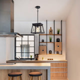 Farmhouse Pendant Light Rustic Lantern Chandelier Black - Front View