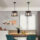 Farmhouse Pendant Light Rustic Lantern Chandelier Black - Side View