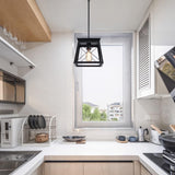 Farmhouse Pendant Light Rustic Lantern Chandelier Black - Rear View