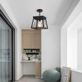 Farmhouse Pendant Light Rustic Lantern Chandelier Black - Close-Up Angle