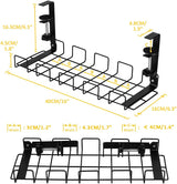 2 Pack Under Desk Cable Management Tray, Black - Top-Down View