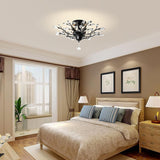 Crystal Chandelier LED Ceiling Light , 4 lights,  Black - Front View