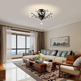 Crystal Chandelier LED Ceiling Light , 4 lights,  Black - Side View