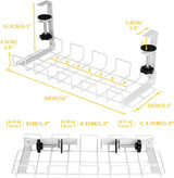 2 pack Under Desk Cable Management Tray, White - Top-Down View