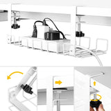 2 pack Under Desk Cable Management Tray, White - Rear View