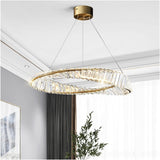 Modern Crystal Flushmount Chandeliers, Remote Control - Close-Up Angle