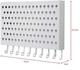 Wall Mount Earring Jewelry Hanger Organizer Holder with 109 Holes and 19 Hooks (White) - 45-Degree Angle