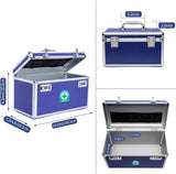 Locking Combination Medicine Box (Blue/Large) - Front View