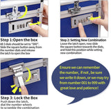 Locking Combination Medicine Box (Blue/Large) - Rear View
