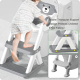 Potty Training Seat Ladder, Kids Boys Girls, Grey - Front View