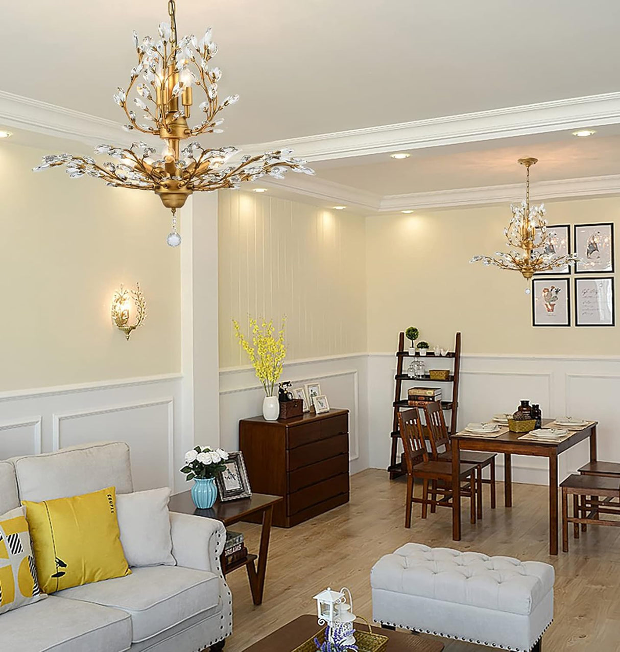 Elegant 8-Light Gold Crystal Chandelier with Vintage Charm