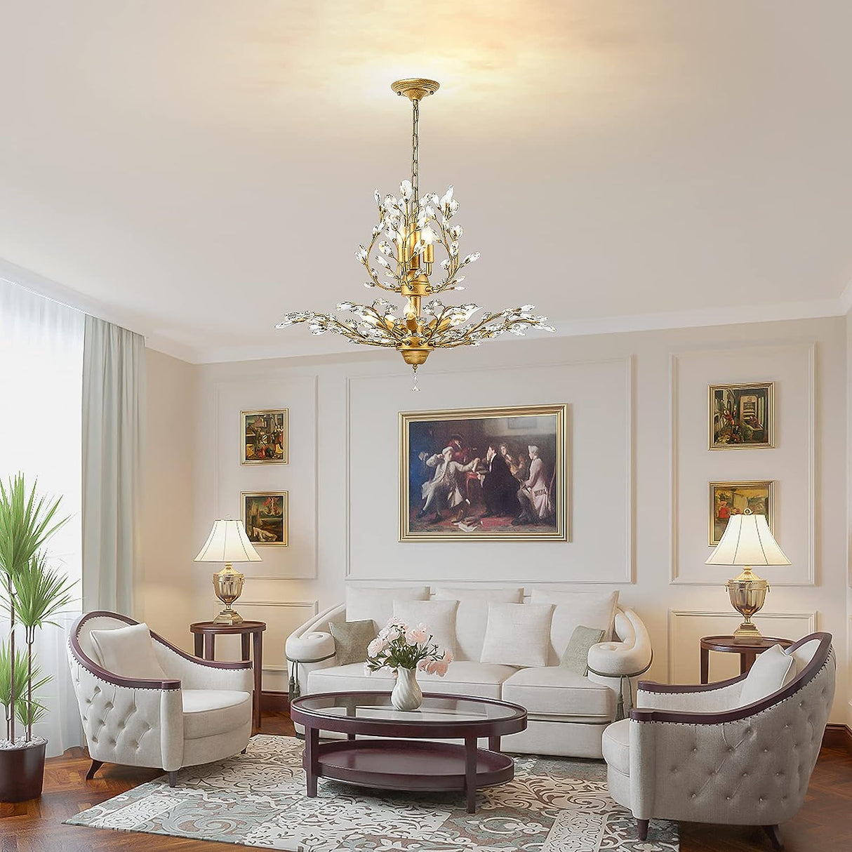 Elegant 8-Light Gold Crystal Chandelier with Vintage Charm