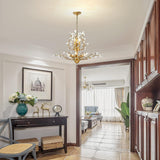 Elegant 8-Light Gold Crystal Chandelier with Vintage Charm - 45-Degree Angle