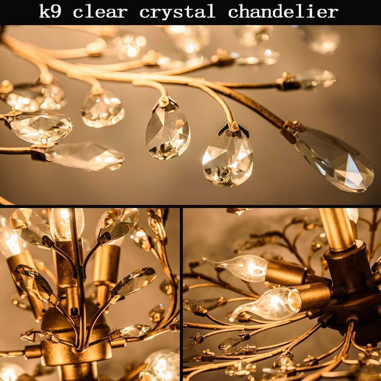 Elegant 8-Light Gold Crystal Chandelier with Vintage Charm