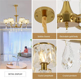 Gold Chandelier, 6 Lights, Wagon Wheel Clear Crystal - Rear View