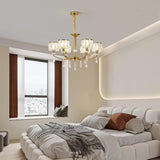 Gold Chandelier, 6 Lights, Wagon Wheel Clear Crystal - Extra Image