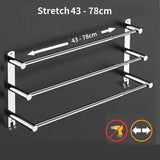 Stretchable 45-75 cm Towel Bar for Bathroom and Kitchen (Three Bars) - Front View