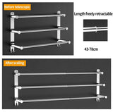 Stretchable 45-75 cm Towel Bar for Bathroom and Kitchen (Three Bars) - Side View