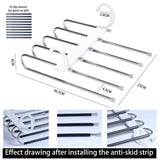 2 Pack Adjustable Multi-Layer 5 in 1 Pants Hanger for Wardrobe and Home Storage (White) - Front View