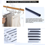 2 Pack Adjustable Multi-Layer 5 in 1 Pants Hanger for Wardrobe and Home Storage (White) - Side View