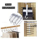 2 Pack Adjustable Multi-Layer 5 in 1 Pants Hanger for Wardrobe and Home Storage (White) - Top-Down View