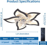 Modern Low Profile Ceiling Light Fan with Remote & App Control - 69cm, 6 Speed, 3 Color Options - Front View