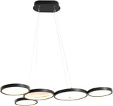 Smart LED Black Pendant Light with Remote Control - 54W Adjustable Ceiling Fixture - 45-Degree Angle
