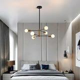 Sputnik Chandelier Modern Industrial, 6-Light , Black & Gold - Top-Down View