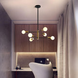 Sputnik Chandelier Modern Industrial, 6-Light , Black & Gold - Low Angle