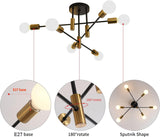Mid Century Chandelier Modern, 6-Light , Black & Gold - Rear View