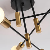 Mid Century Chandelier Modern, 6-Light , Black & Gold - Close-Up Angle