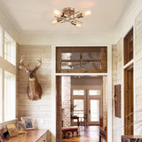 Modern Industrial Chandelier, 4 Light, Black - Side View