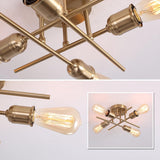Modern Industrial Chandelier, 4 Light, Black - Rear View