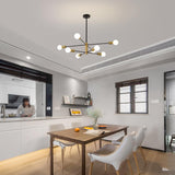 Sputnik Chandelier Modern Industrial, 8-Light , Black & Gold - Front View