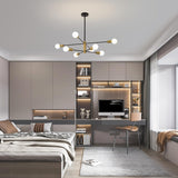 Sputnik Chandelier Modern Industrial, 8-Light , Black & Gold - Top-Down View