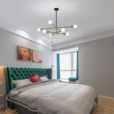 Sputnik Chandelier Modern Industrial, 8-Light , Black & Gold - 45-Degree Angle