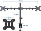 Dual Monitor Desk Mount with 360° Rotation for Screens Up to 27" - Full Motion Adjustable Arm Stand