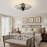 Crystal Ceiling Light Vintage Chandelier, 5 Lights - Front View
