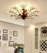 Crystal Ceiling Light Vintage Chandelier, 5 Lights - Rear View