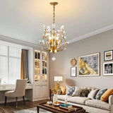 Crystal Chandelier Vintage, 3 Lights, Gold - Front View