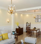 Crystal Chandelier Vintage, 3 Lights, Gold - Side View