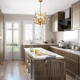 Crystal Chandelier Vintage, 3 Lights, Gold - Rear View