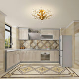 Crystal Chandelier Vintage, 4 Lights, Gold - Side View