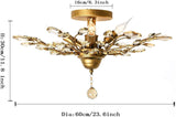 Crystal Chandelier Vintage, 4 Lights, Gold - 45-Degree Angle